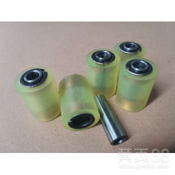 【過度膠輪鍍鉻軸心聚氨酯高耐磨機(jī)械配件pu膠輪銅套組裝件】-